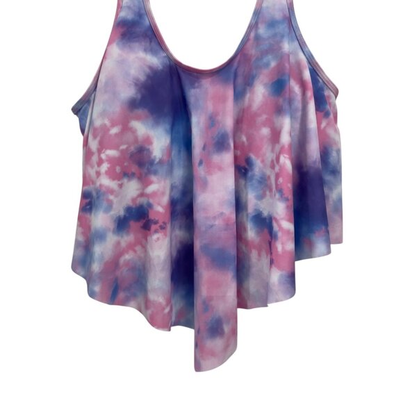 Unbranded Swim Top Womens SZ 1XL Plus Size Tie-Dye Flowy Tank Top Padded Cups - Picture 9 of 10